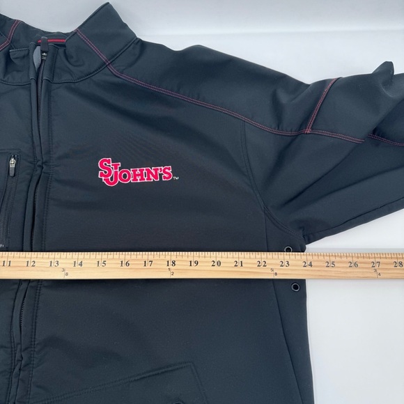 St Johns College Nike Jacket Men Large Black Full Zip Red Embroidery Soft Shell - Picture 12 of 13